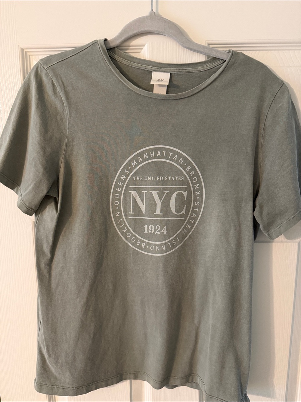 H&M Sage Green NYC Logo T-Shirt